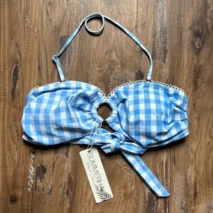 Summer Haus Blue/White Gingham Jocelyn Bikini Top